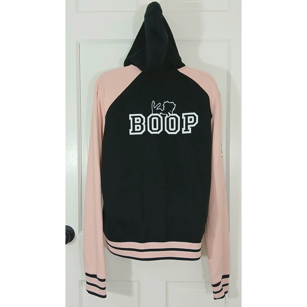 ​Universal Studios Betty Boop Varsity Jacket Large Pink Black Hoodie Letterman - Picture 9 of 16